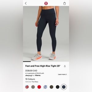 Lululemon fast and free high-rise tight 25”